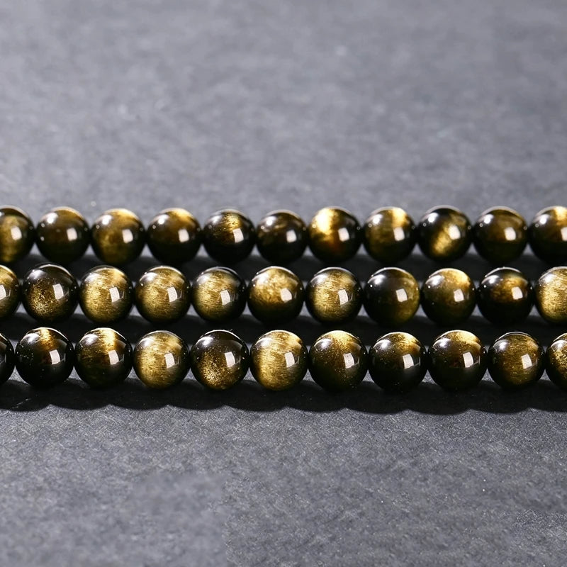 Natural Stone Beads Golden Obsidian Agates Jaspers Amazonite Jade Beads For Jewelry Making DIY Bracelet Necklace 4 6 8 10 12mm