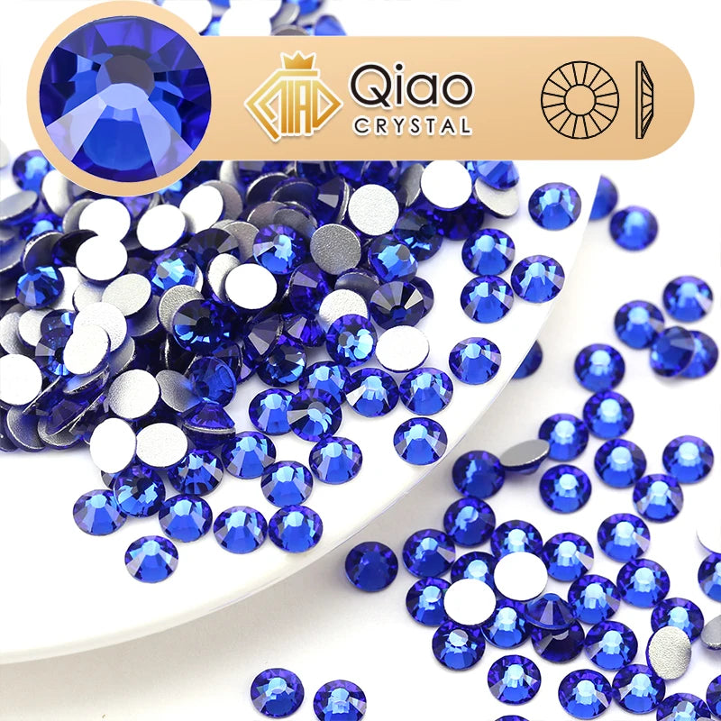 QIAO SS6-SS34 Rhinestone Crystal Bulk Pack No Hotfix Sparkle Diamond Stones for DIY Sewing Wedding Dresses Shoes Bags Wholesale