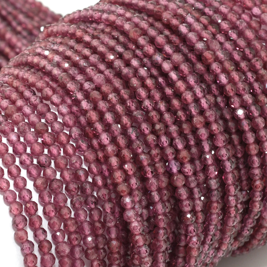 Natural Ceylon Pink-Purple Garnet Faceted Round Beads 3mm-3.2mm