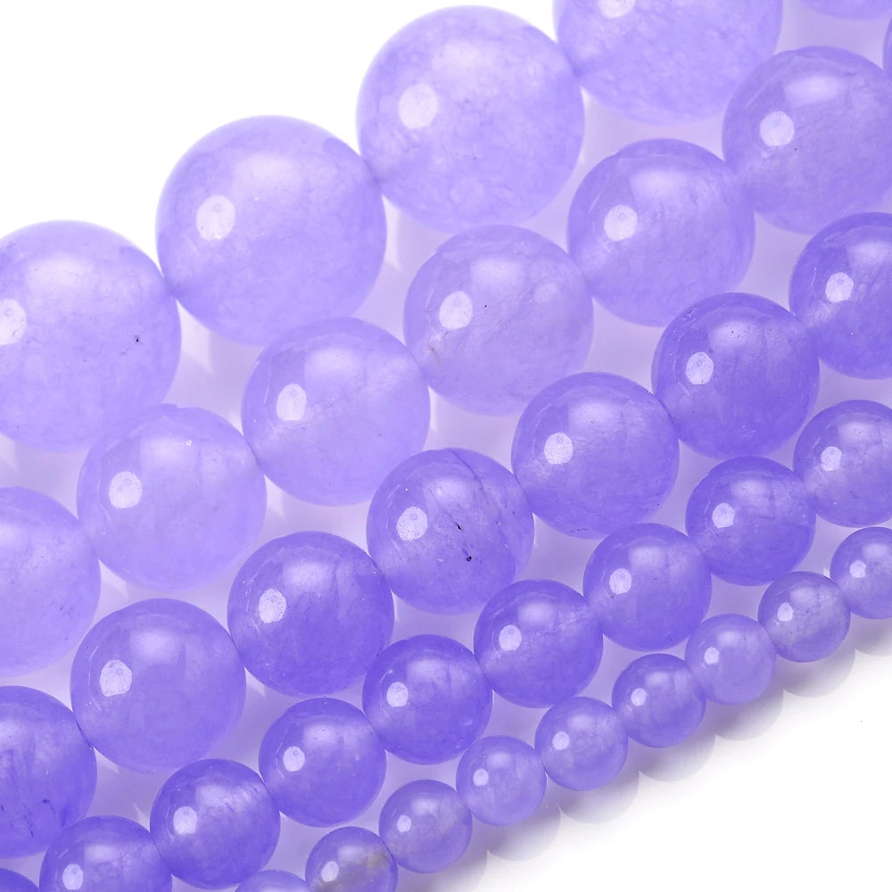 Natural Stone Beads Purple Crystal Morganite Chalcedony Agates Jades Beads For Jewelry Making Handmade Bracelet Necklace 4-10MM