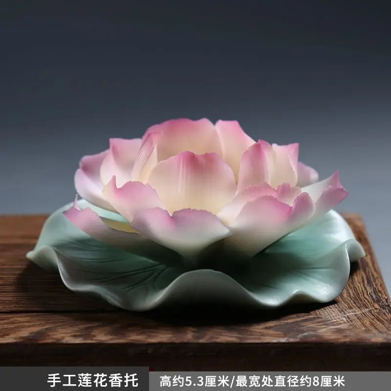 Ceramic handmade lotus incense holder line incense insert sandalwood agarwood stand incense insert painted household indoor
