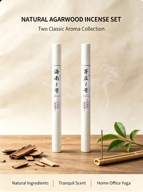 Hot Agarwood Incense Set, Hainan No1 & Nha Trang No.1, Natural Handmade Sticks for Meditation, Home Aromatherapy & Stress Relief