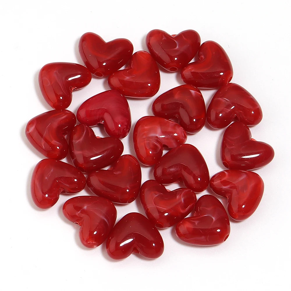 20Pcs Imitation Stone Heart Shape Acrylic Beads Dual Color Loose Bead For Jewelry Making DIY Charms Bracelet Necklace Accessorie