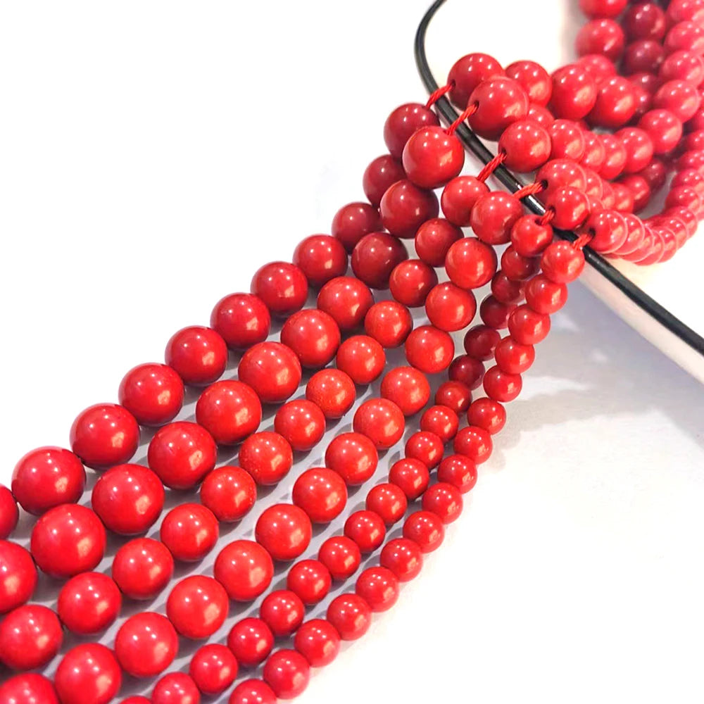 Red Coral Jades Beads 10mm Round Loose Spacer for DIY Jewelry