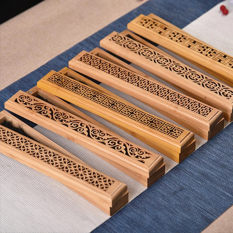 1PCS Natural Bamboo Board Incense Support Rods Stick Stand Box Sahumerios Holder Japanese Style Bamboo Incense Ash Catcher XX004