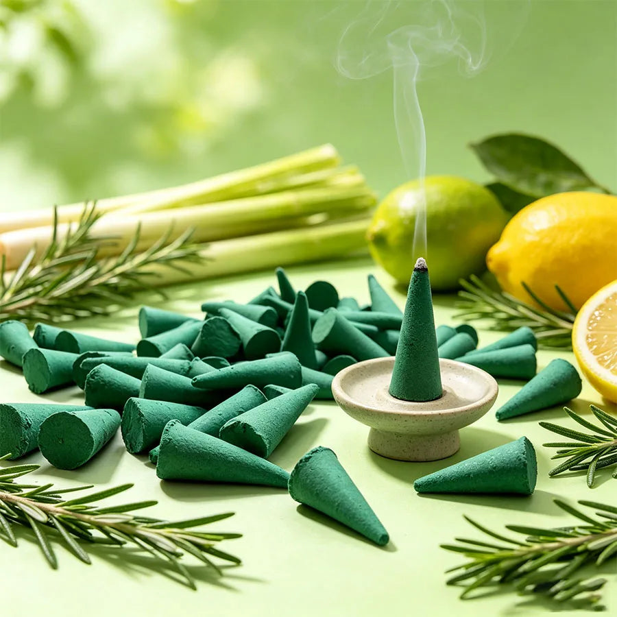 37/143 Pieces of Exquisite Canned Handcrafted Lemongrass Incense Cones, the Scent of Lemongrass Brings a Touch of Freshness to the Stuffy Summer Nights, Suitable for Patios, Outdoor Activities, Home Decoration, and Holiday Gifts
