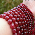 Natural Red Faceted Agates Stone Beads Ruby Chalcedony Onyx Round Loose Spacer Beads for Jewelry Making Diy Bracelet 4-12mm