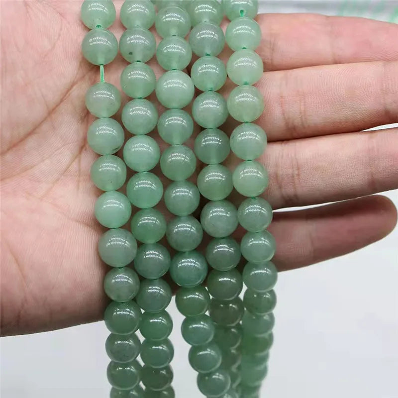 Natural Stone Green Aventurine Round Loose Beads 15" Strand 4 6 8 10 12 MM Pick Size For Jewelry Making