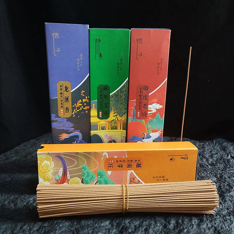 200Pcs/Box Natural Incense Sticks Sandalwood Wormwood Yoga Meditation Odour Removal Refreshing Air Fragrance for Aromatherapy