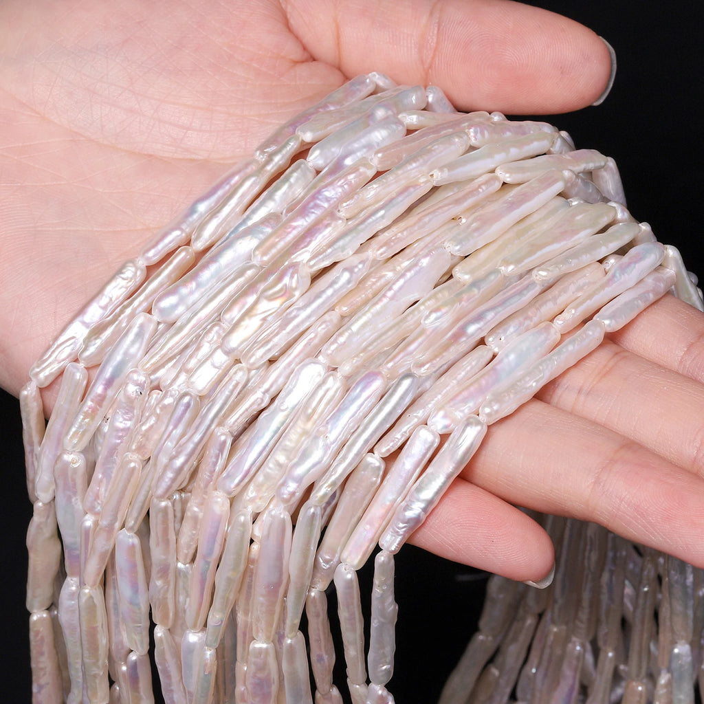 25mm Baroque Natural Pearl Tube Irregular Cylindrical Loose Beads for Jewelry Charms Making DIY Bracelet Necklace Accessories