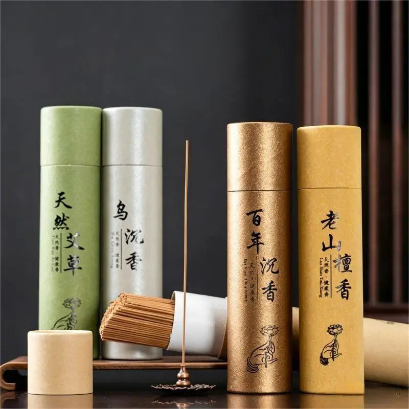 400Pcs Natural Wood Herbal Incense Sticks with Free Holder Multi Scent Sandalwood Agarwood Wormwood for Home Yoga Room Relaxatio