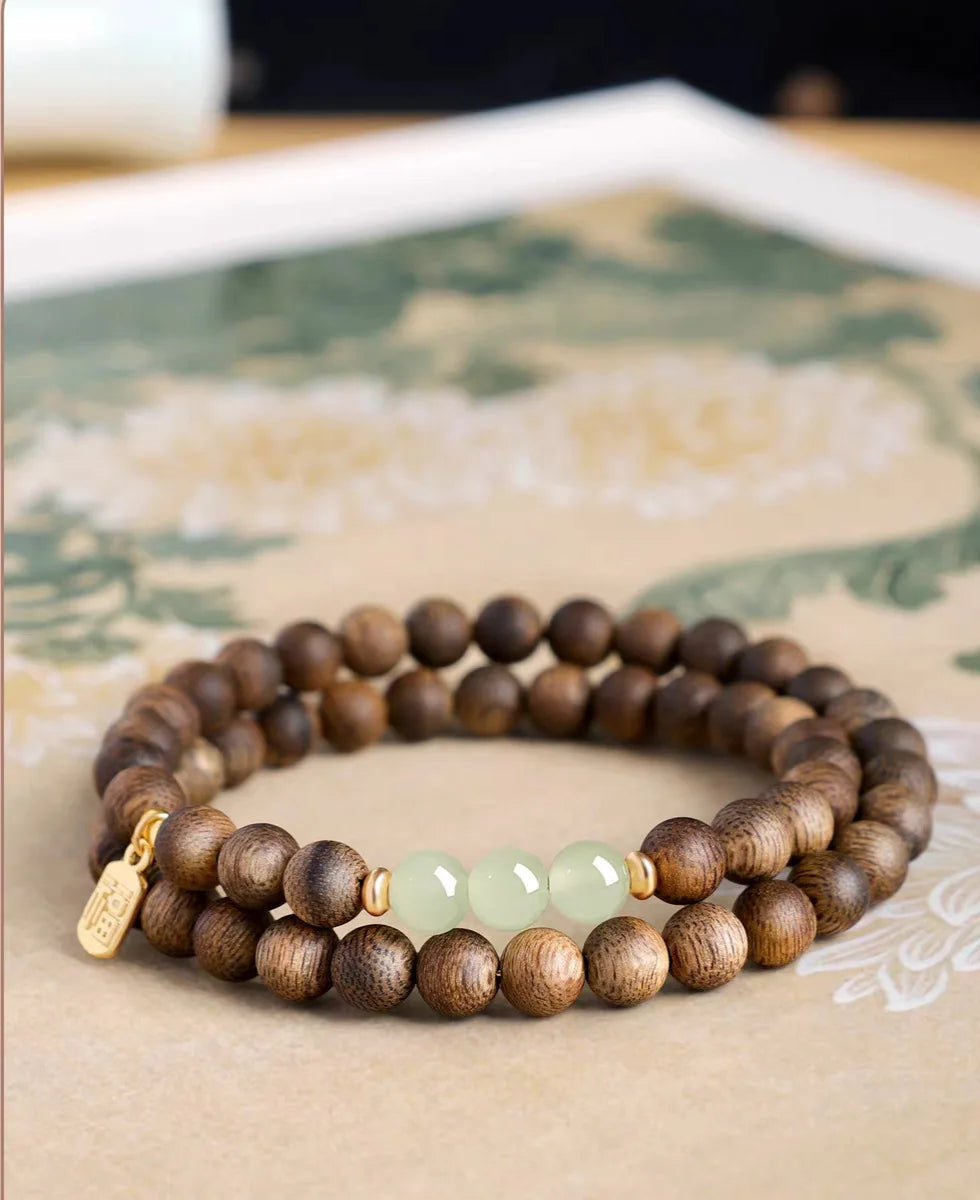 Natural Green Agarwood Bracelet 6mm Square Beads