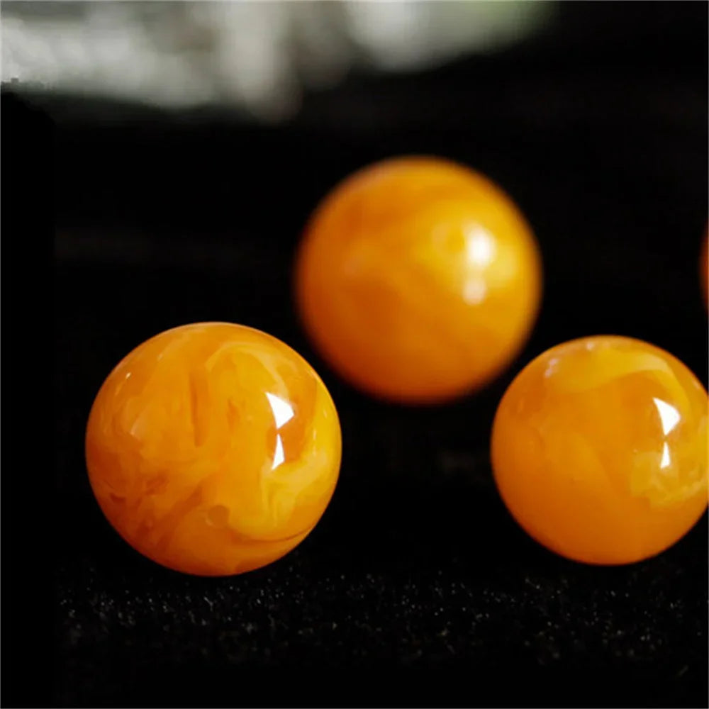 Imitation Amber Beads for Jewelry Making 6-14mm Yellow Beeswax Round Loose DIY Bracelets Necklace Earring Gift Accessories