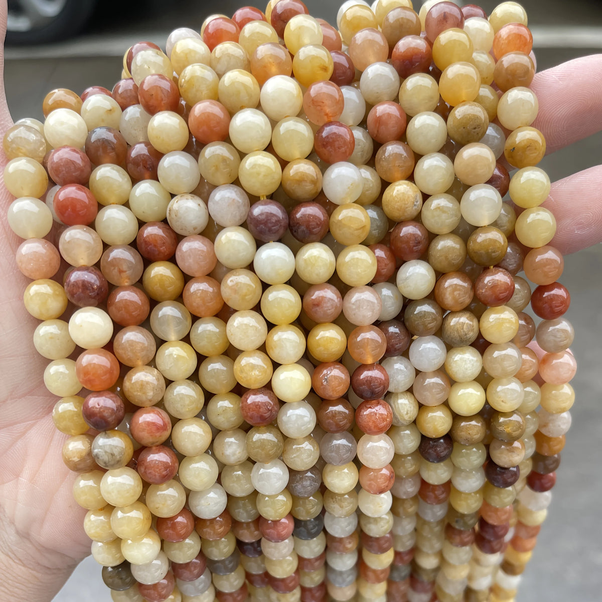 4-12mm Natural Stone Golden Silk Jade Beads Round Loose Spacer Bead for Jewelry Making DIY Necklace Bracelet Accessories 15"