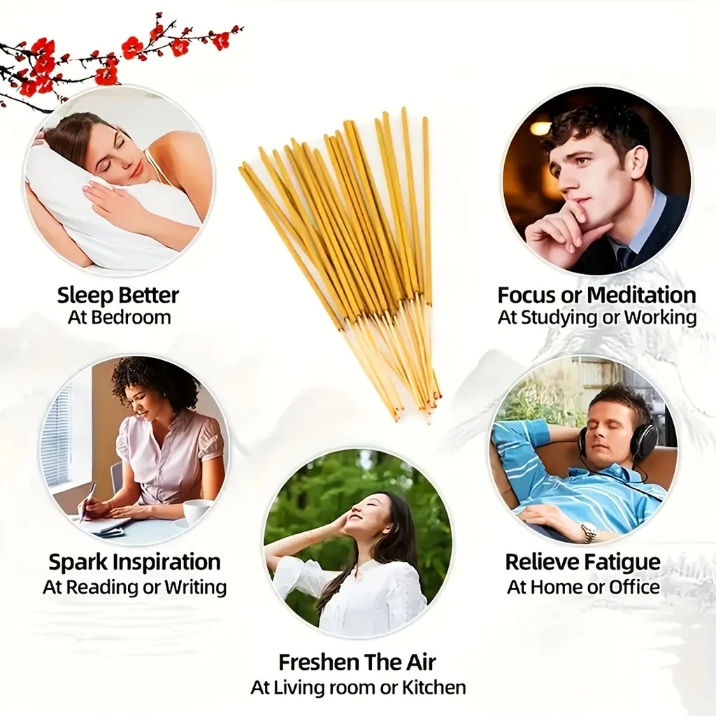 80/200 Natural Incense Sticks - Home Decoration, Tea Rooms and Hotels | Suitable for Meditation and Helps with Sleep | Scents: Lavender, Cherry Blossom, Rose, Jasmine, Ideal Holiday Gift
