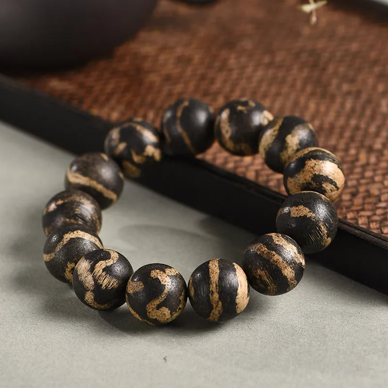 Natural Agarwood Bead Mala Bracelet 2.0cm Round