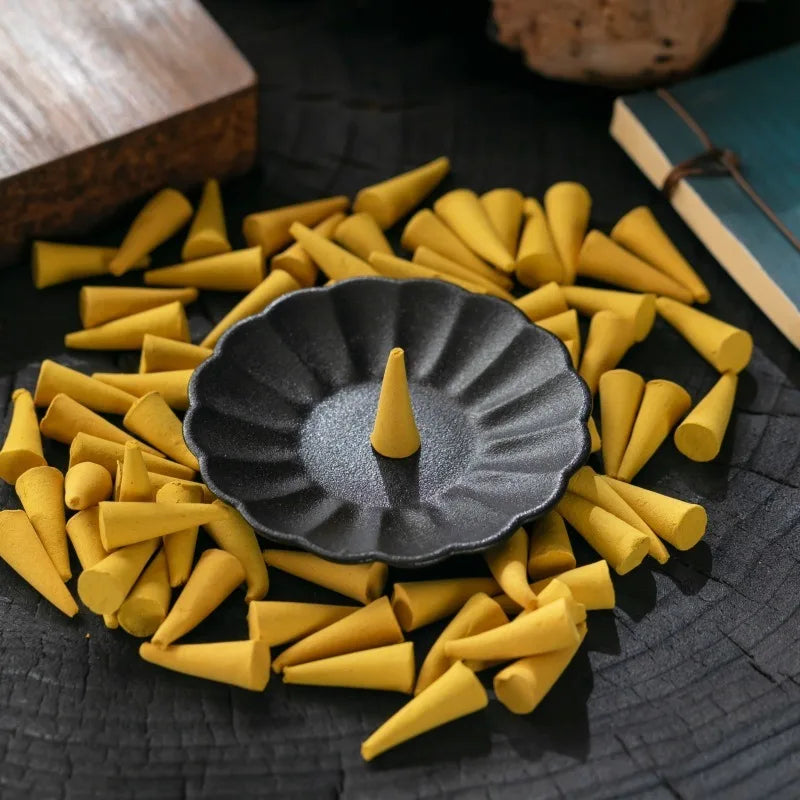 60Pcs Natural Incense Cones Mixed Flavor Backflow Insence Floral Lavender Sandalwood Yoga Meditation Tea Room Home Decorations
