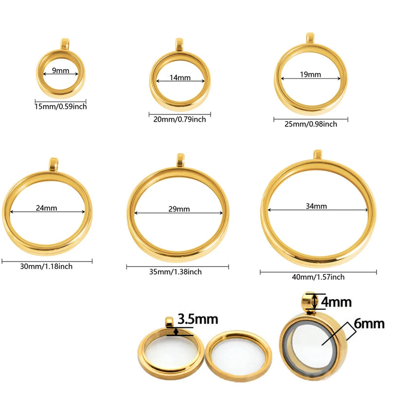 1Pc Stainless Steel Round Memorial Cremation Ashes Coin Bezel Locket Pendant Openable Glass Floating Relicario Colgantes Jewelry