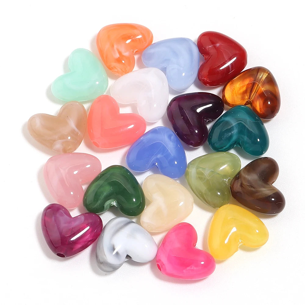 20Pcs Imitation Stone Heart Shape Acrylic Beads Dual Color Loose Bead For Jewelry Making DIY Charms Bracelet Necklace Accessorie