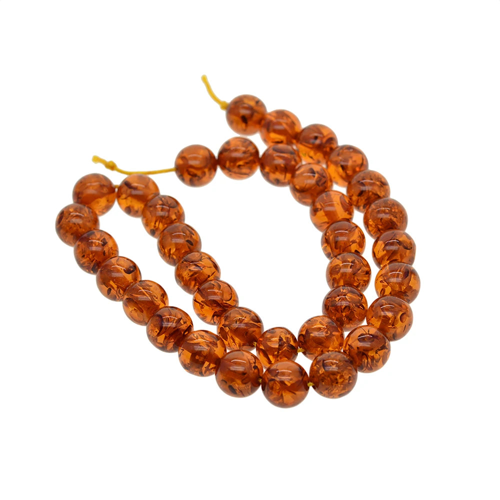 10mm Round Resin Amber Snowflake Beads for Jewelry DIY