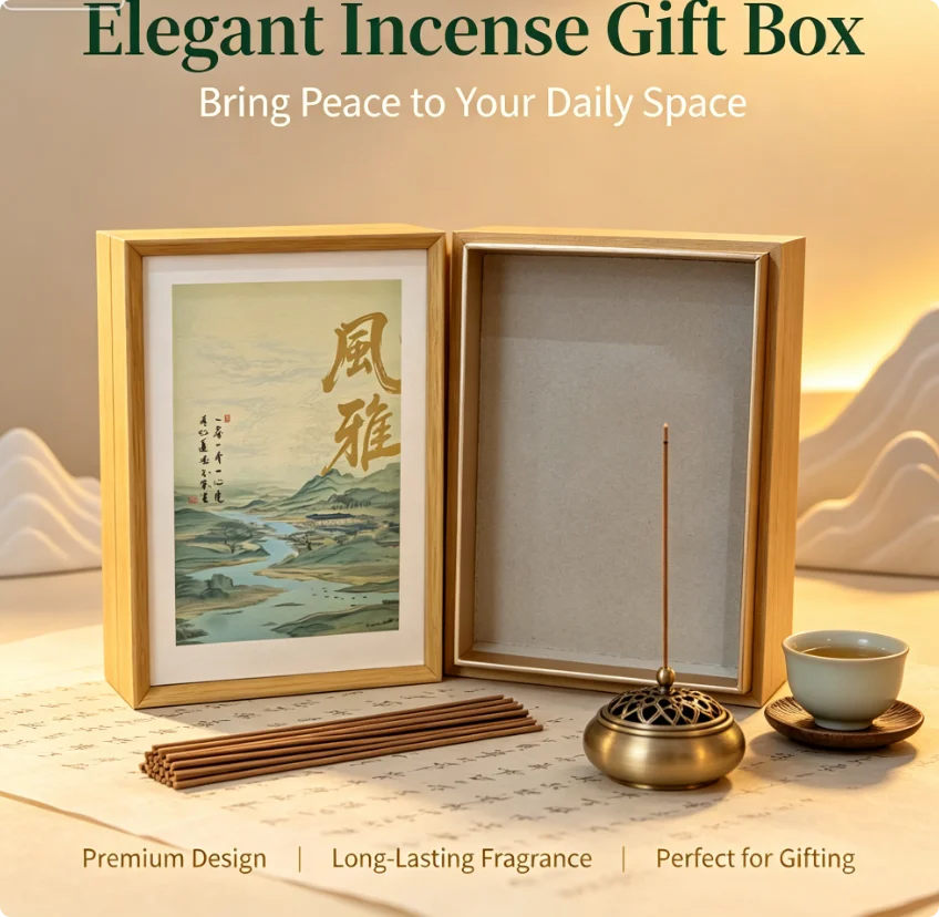 Luxury Pure Agarwood Oud Incense Sticks Gift Box, for Religious Ritual Wellness Relaxation Housewarming Present