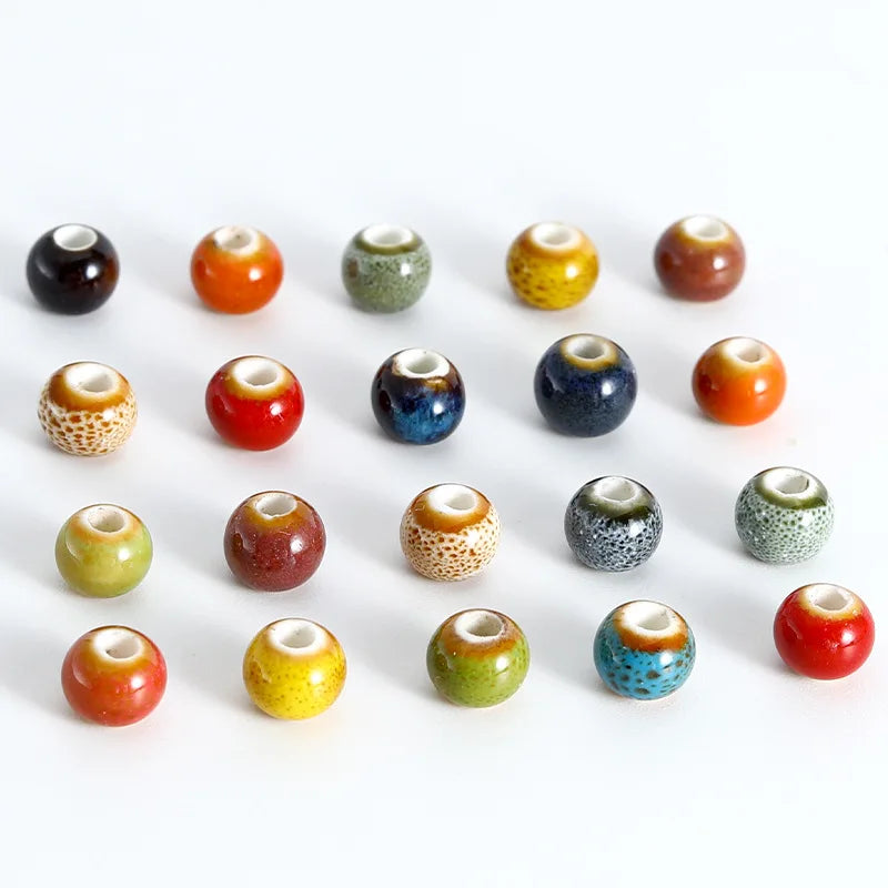 50Pcs 6mm Round Ceramic Beads DIY Bracelet Necklace Hole Beads Handmade Porcelain Beads For Jewelry Making Accessories