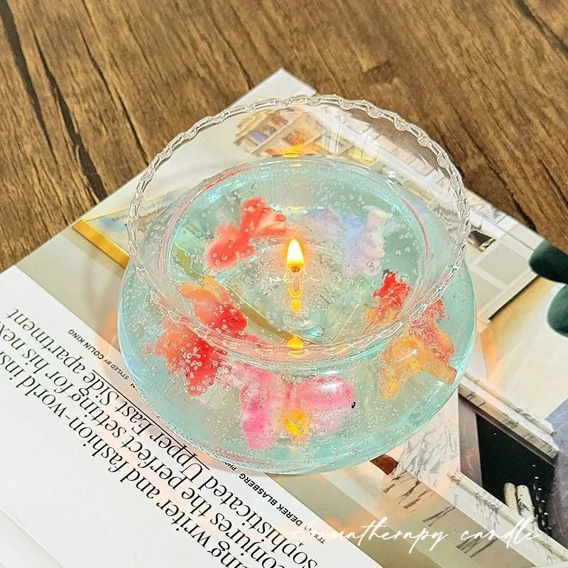 New Goldfish Bubble Jelly Candle Aesthetic Aquarium-Themed Soy Wax Candle Unique Graduation Gift for Girls Creative Desk Decor