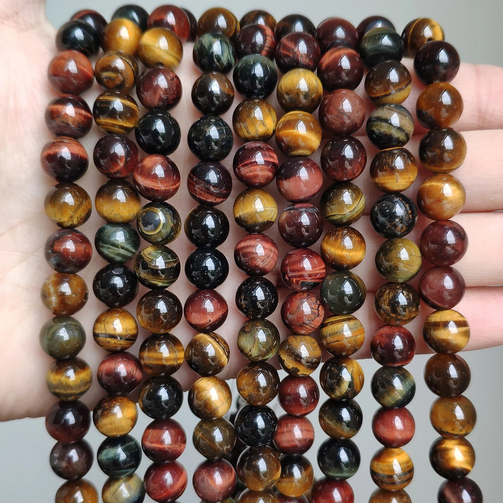 Natural Stone Round Flame Stone Beads Yooperlite Fire Sodalite Loose Spacer Beads for Jewelry Making DIY Bracelets Necklace 15''