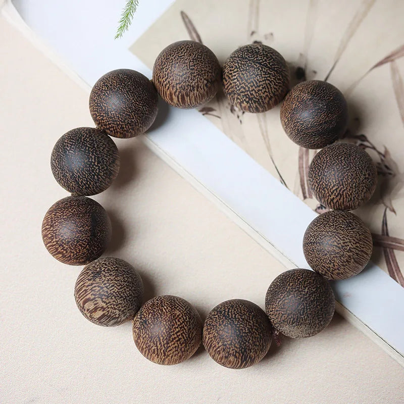Natural Nha Trang White Ky Nam Agarwood Abacus Bead Bracelet Lucky Pixiu Wenwan Craft Jewelry