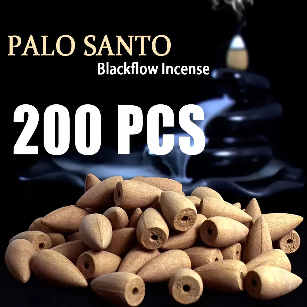 High-Quality Palosanto Flavored Natural Backflow Incense Cones, with Rich Aroma, Burn for a Long Time, Creating an Aesthetic Smoke Effect, Suitable for Purifying the Air, Meditation, Yoga, Reading, Etc.