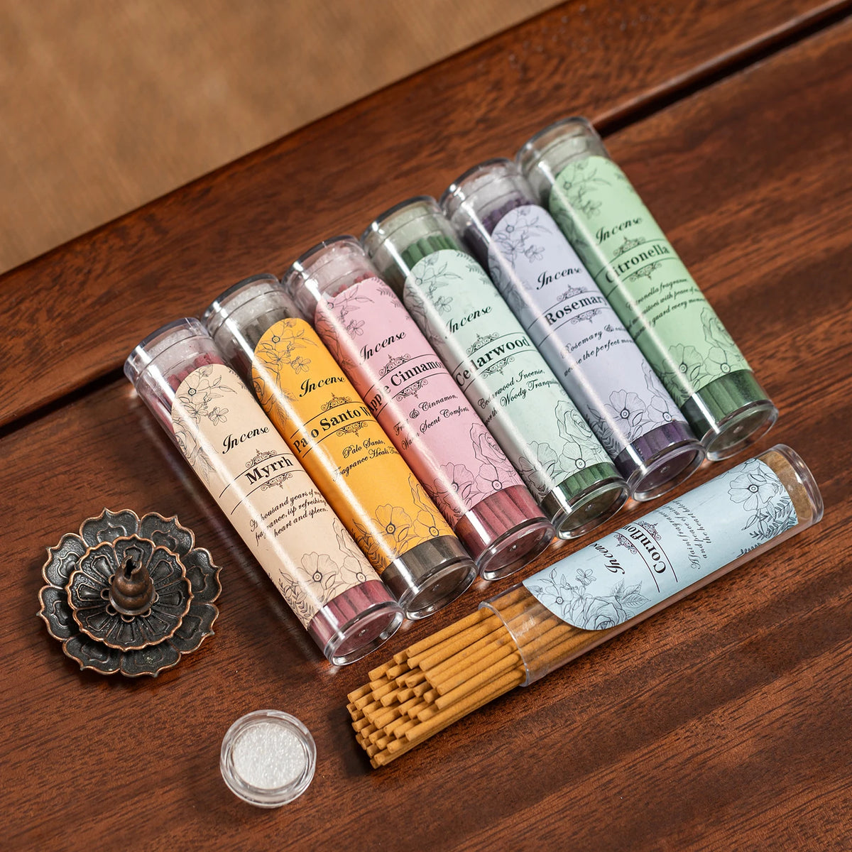 40Pcs Short Incense Sticks with Various Scents Such as Apple, Cinnamon, Rosemary, Etc., Available in 9cm Wooden Incense Sticks, Suitable for Home Use, Long-Lasting Strong Fragrance for Indoor Aromatherapy