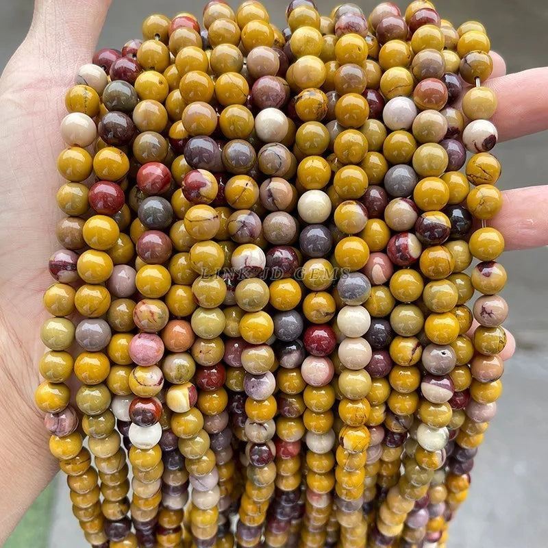 Natural Red Yellow Mookaite Stone Beads Round Loose Spacer Beads For Jewelry Making DIY Bracelet Accessories 4 6 8 10 12mm