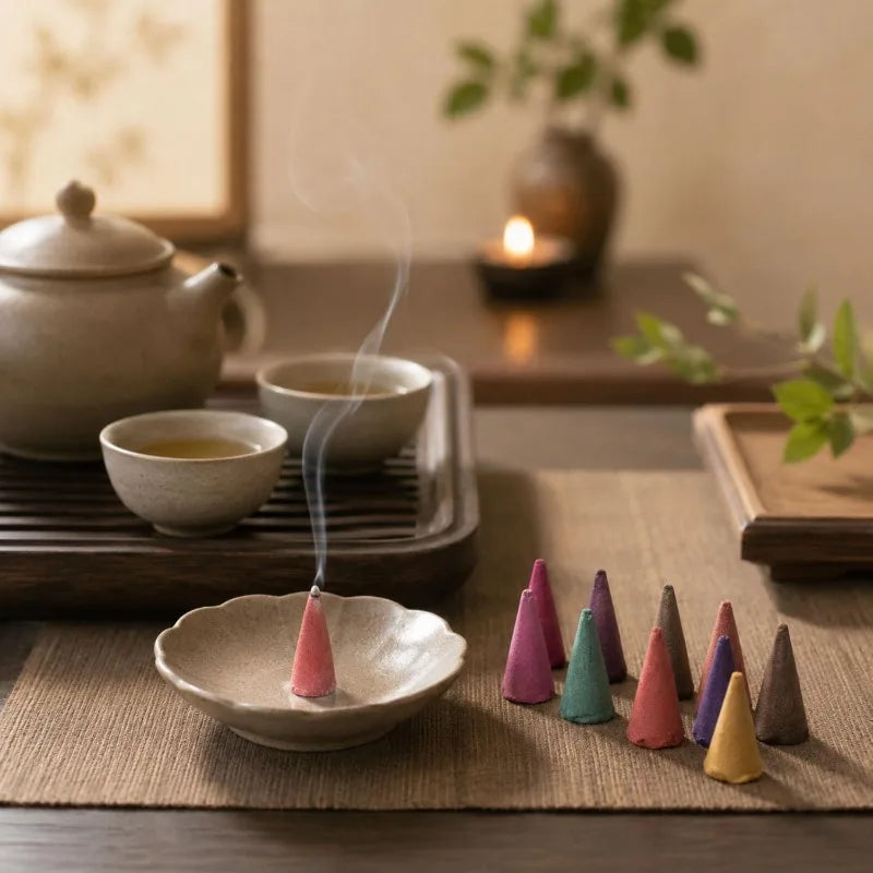 Scented Incense Cones Deodorization Natural Scents Cones for Office Home Anxiety Relief Fragrance Incense Cones Air Refresh Unit
