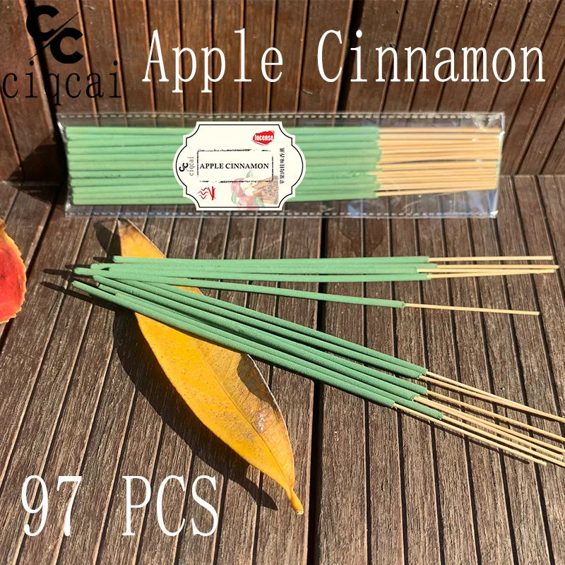 Apple Cinnamon Scented Premium Incense Sticks, 12cm / 4.72inch Natural Aromatherapy Incense Sticks, Made Purely by Hand from Apple and Cinnamon Fragrant Powder, with a Strong and Long-Lasting Scent, Refreshing and Invigorating, Purifying the Air, Suitable