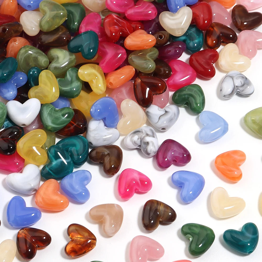 20Pcs Imitation Stone Heart Shape Acrylic Beads Dual Color Loose Bead For Jewelry Making DIY Charms Bracelet Necklace Accessorie