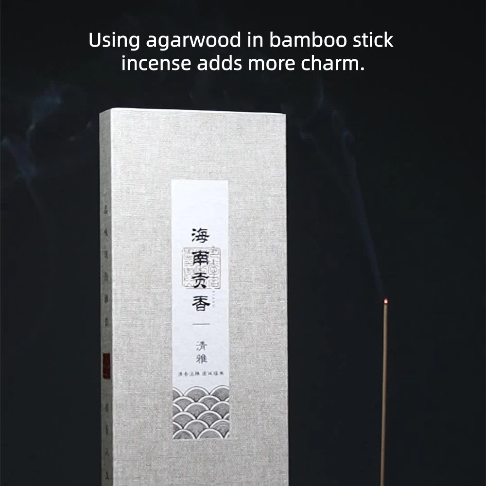 Hainan Agarwood Tribute Bamboo Incense | Chemical-Free, Elegant Mellow Scent | Perfect for Buddhist Worship & Deity Prayer