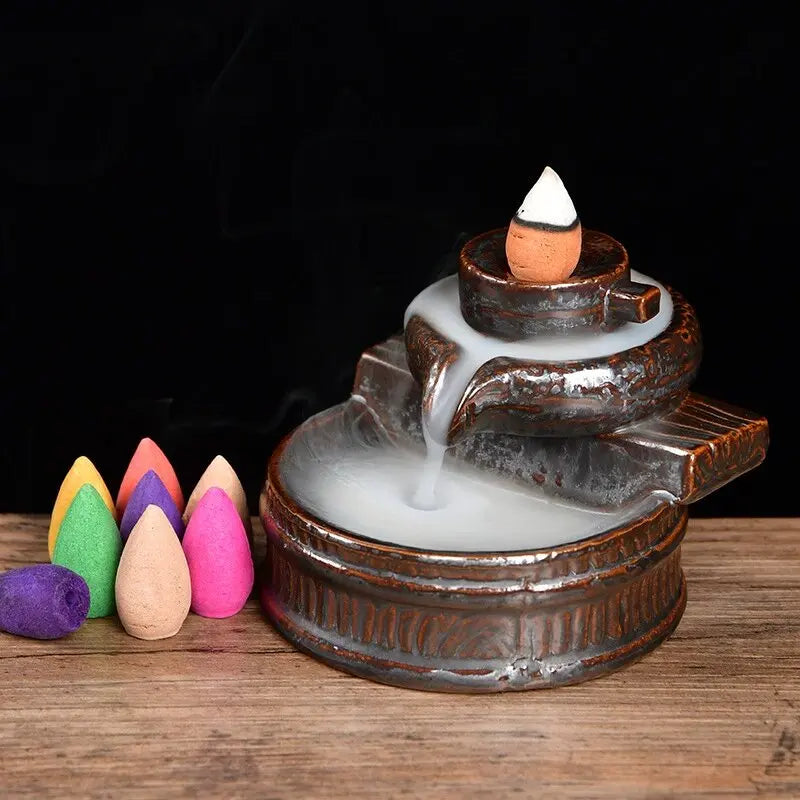 30/60/100pcs Colorful Aromatherapy Incense Cones for Waterfall Incense Burner Holder Smoke Falls for Viewing Relaxation Yoga