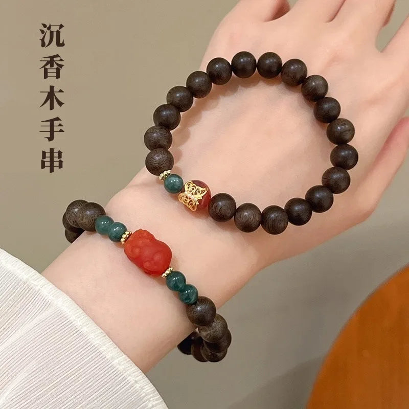 Natural Agarwood Pixiu Bracelet for Women