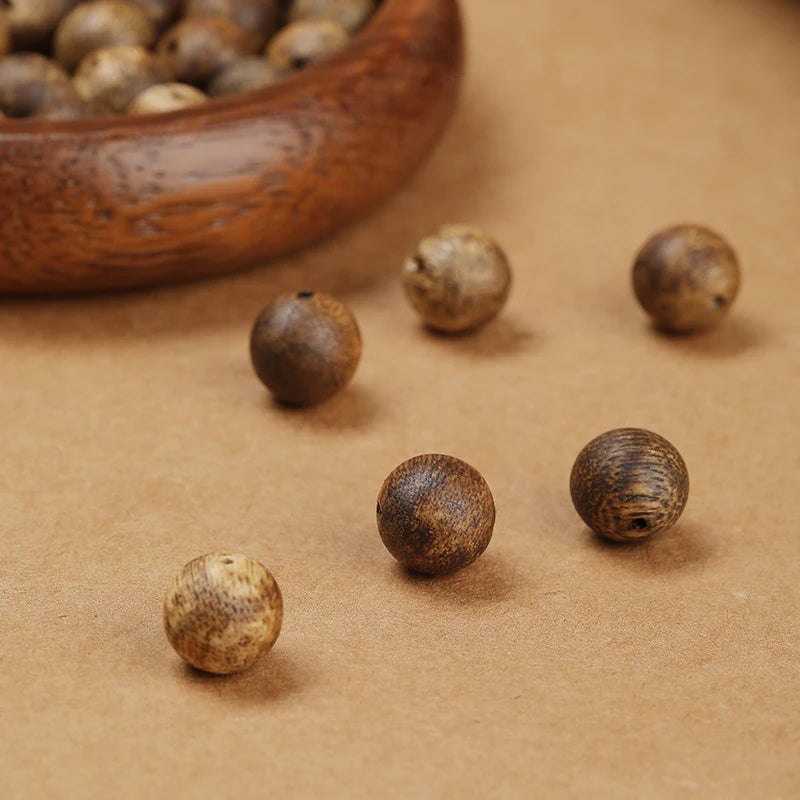 1Pc Natural Agarwood Wood Bead Round Loose Spacer Wooden Bead 6 8 10 12 14mm for Jewelry Making DIY Bracelet Necklace Accessory