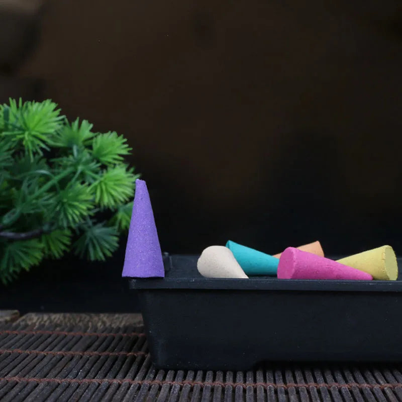 30Pcs Natural Incense Cones Mixed Flavor Backflow Insence Floral Lavender Sandalwood Yoga Meditation Tea Room Home Decorations