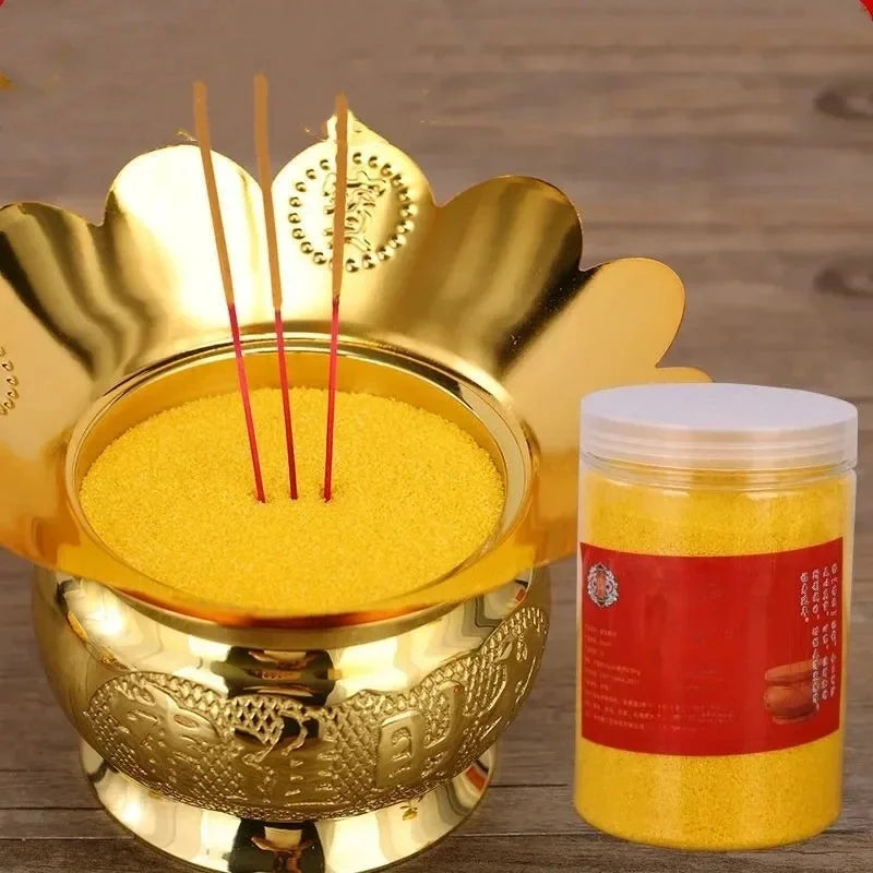 Golden Sand Powder Special Sand Jin Yuming Sand Emery for Home Indoor Incense Burners Ideal for Inserting Incense and Worship