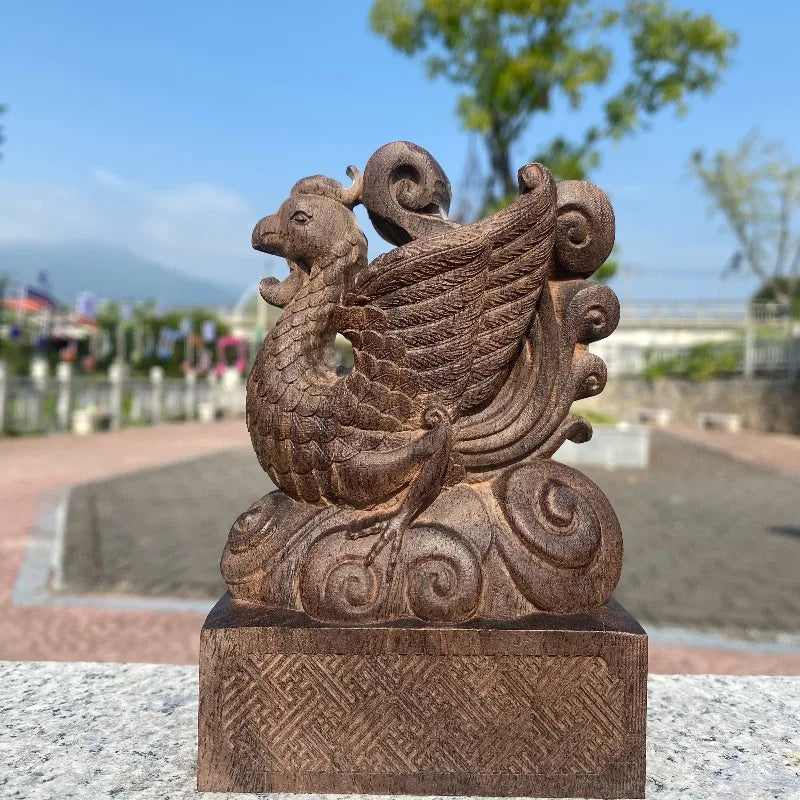 Hand-Carved Agarwood Four Holy Beasts Statue 5.5 Feng Shui Decor