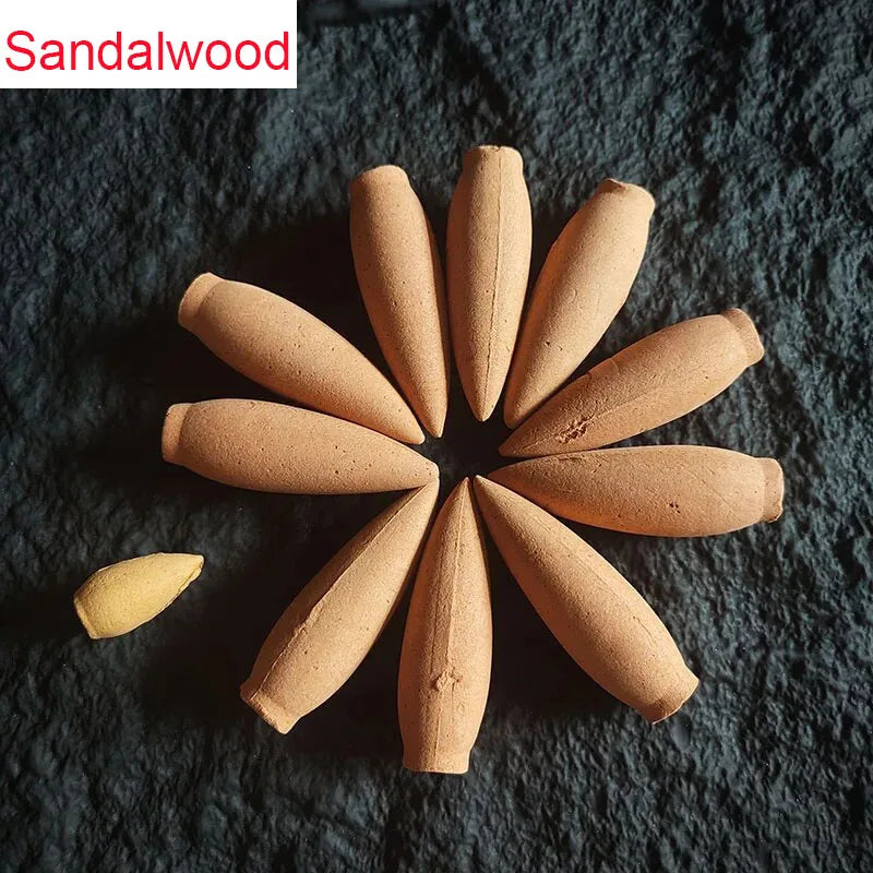 100g About 15 Pieces Oversized Natural Backflow Incense Cones 30 Minutes Sandalwood Scents for Home 6cm Cone Incenses Bulk Sale