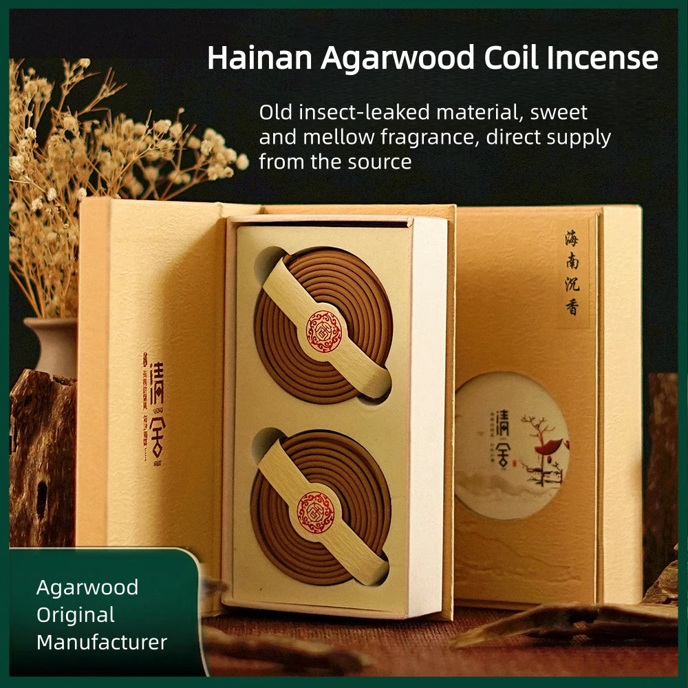 Hainan Agarwood Coils 40-Pack, Long-Lasting Fragrance