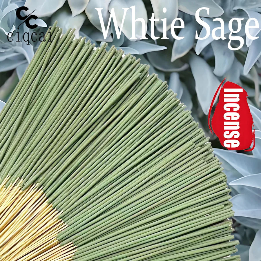 Hot-Selling High-Quality White Sage Incense Sticks, 22cm Long Thickened Handmade Bamboo Incense Sticks, with Natural Fragrance, Long-Lasting Scent, Perfect Choice for Meditation, Yoga, Massage, Home, Hotels, and Spas
