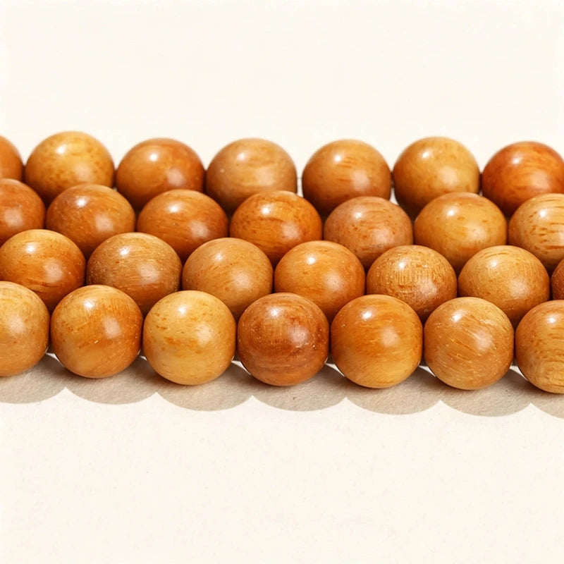 Natural Wood Bead Gold Silk Sandalwood Round Buddha Bead Pick Size For Jewelry Making Diy Necklace Bracelet Accessory 6 8 10mm