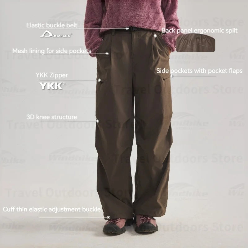 Naturehike Women's Waterproof Cargo Pants High-Stretch Wide Leg Quick-Dry Trekking Trousers Outdoor Hiking Paratrooper Pants