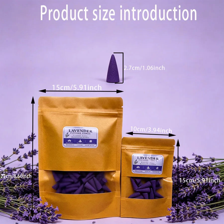 Premium lavender aromatherapy cones, traditionally handcrafted, with a gentle and sweet lavender scent, for relaxation and sleep, a comfortable home fragrance, suitable for yoga and meditation, indoor and outdoor use, and ideal for holiday gifts