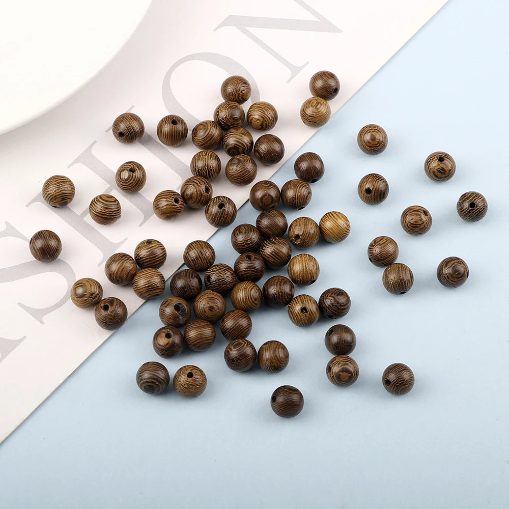 Natural Wood Beads Round Spacer Wooden Balls Charms DIY For Bracelet Necklace Jewelry Making Handmade Accessories 8mm Wholesale