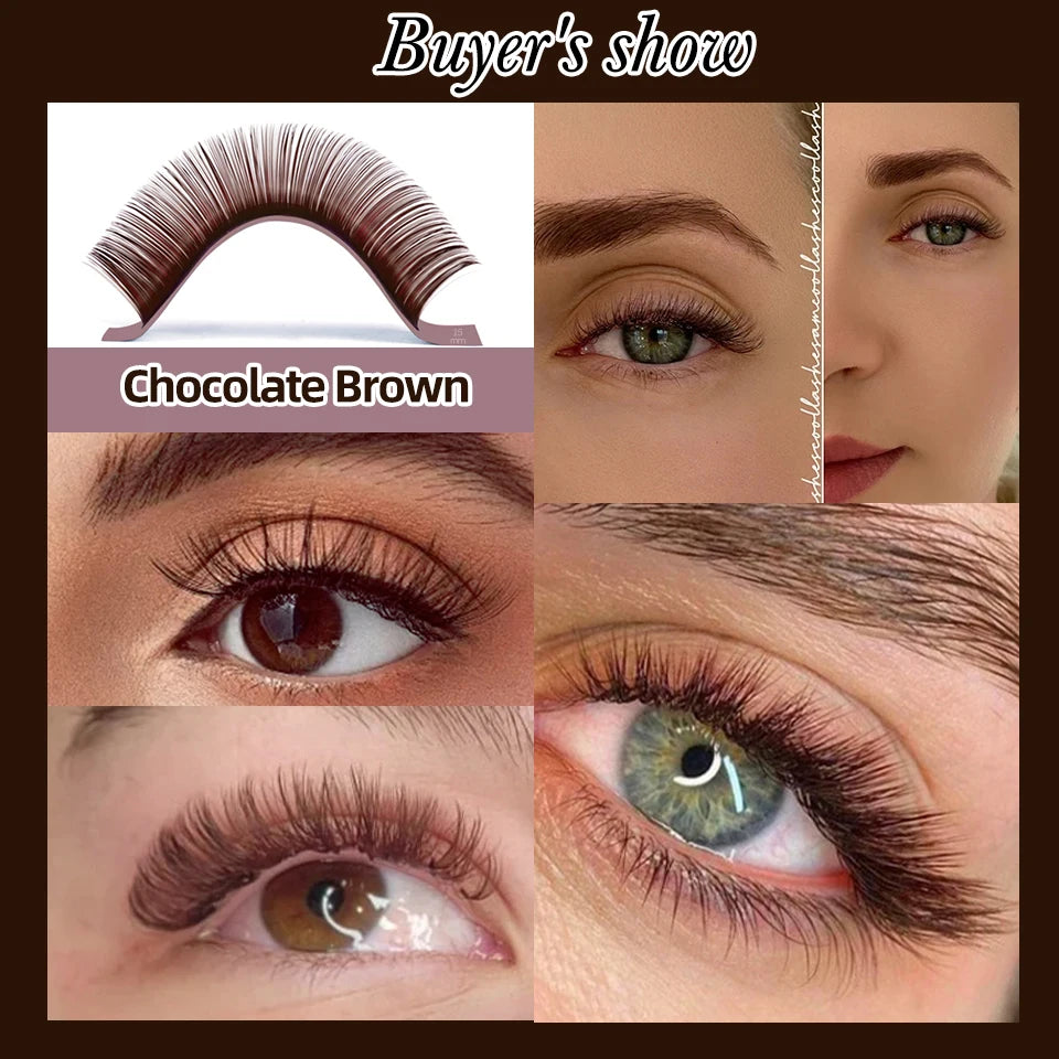 AGUUD 32 Rows Brown Individual Eyelash Extensions